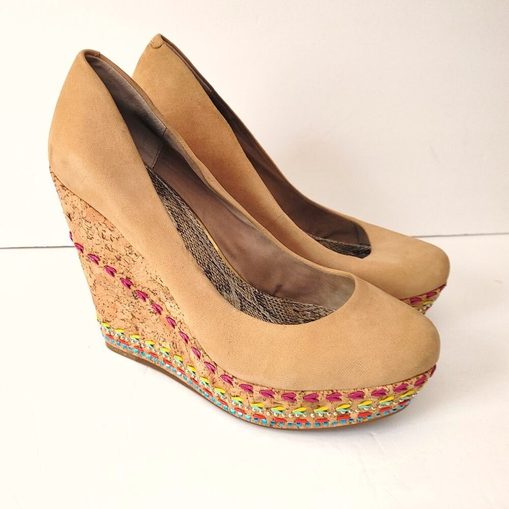 Gianni Bini Espadrilles Platform Shoes Colorful Weave Sz 10